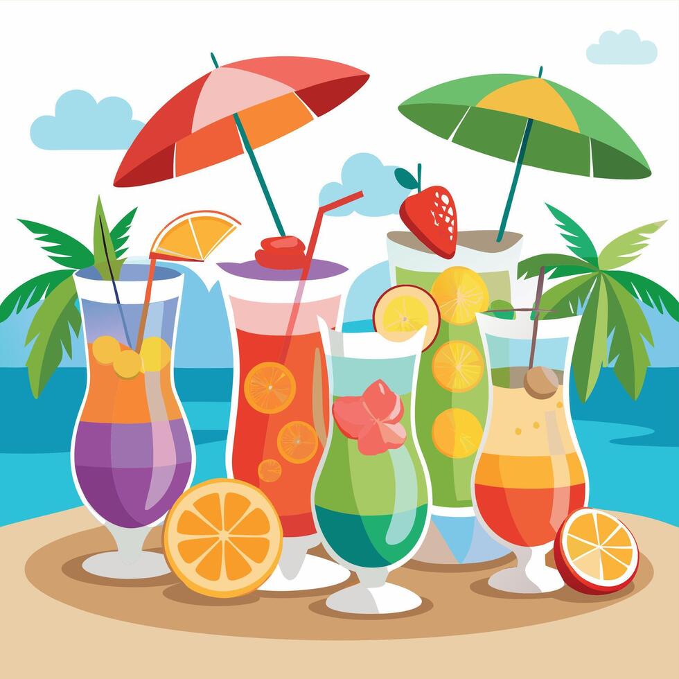 Bright and vibrant summer designs perfect for seasonal and creative projects vector