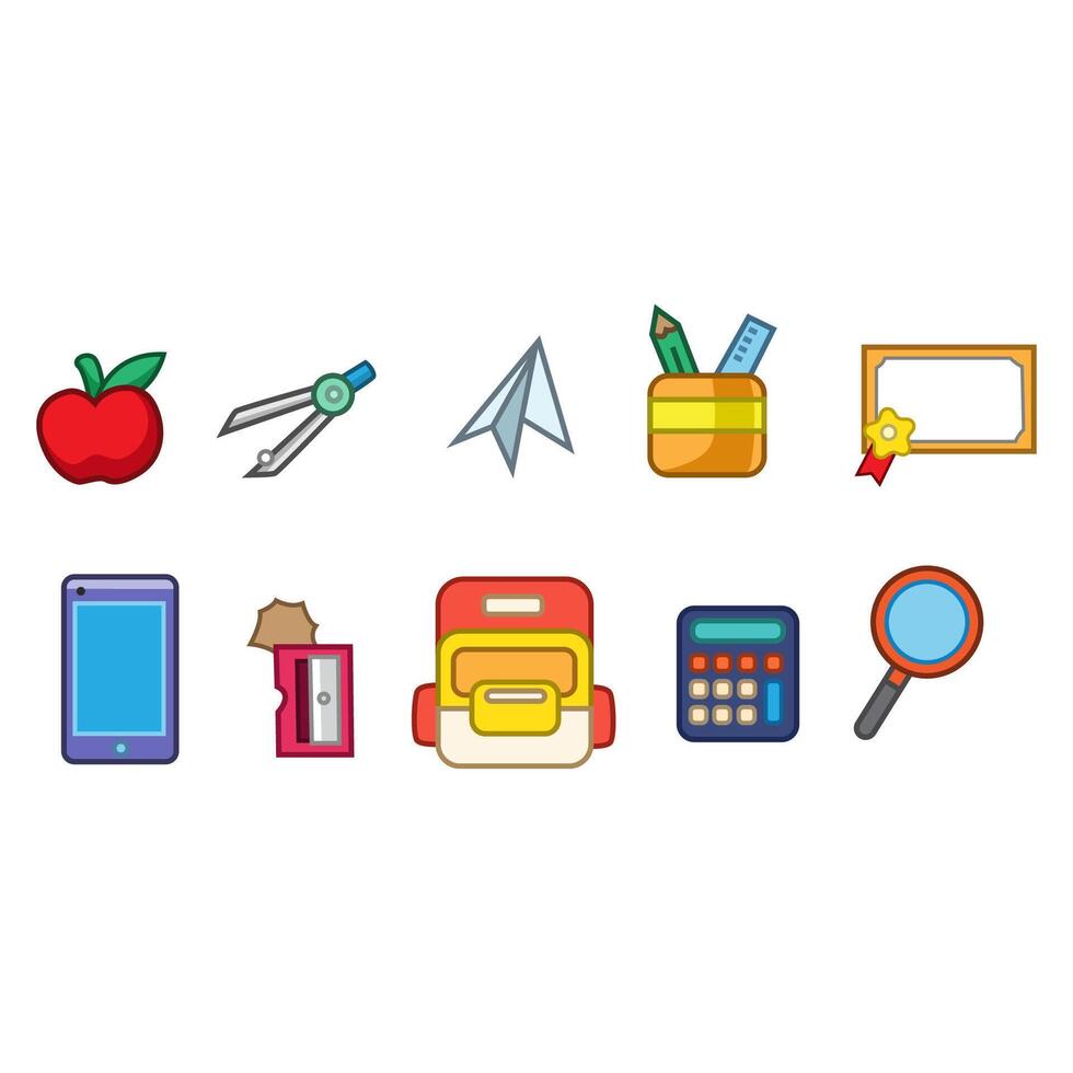 Set of school supplies icons vector