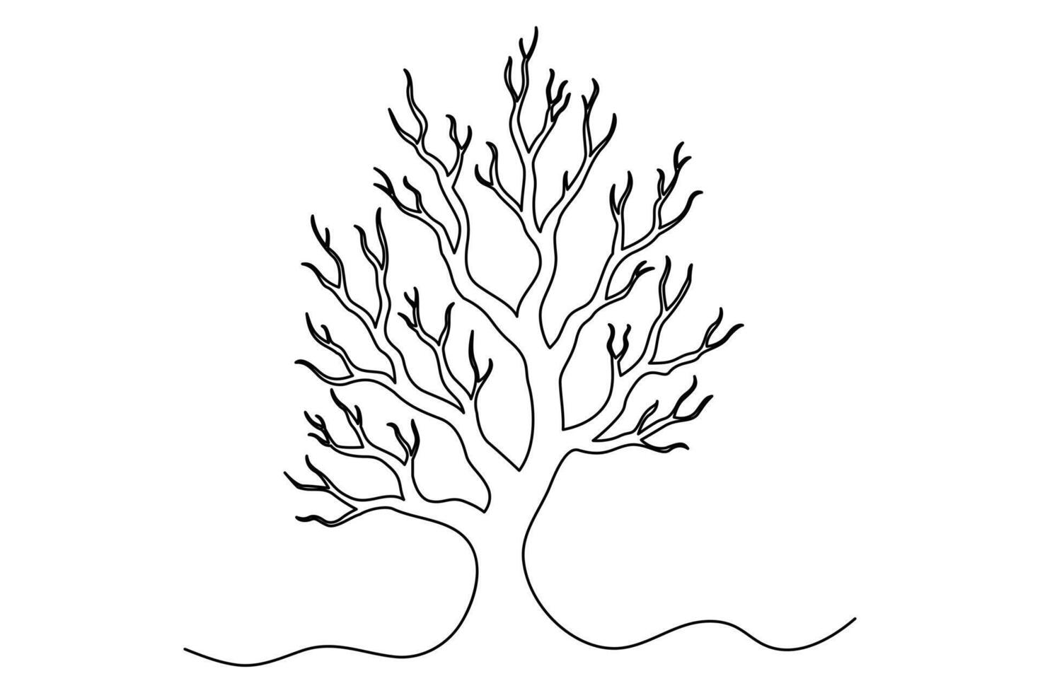 Abstract winter tree drawing with line art for digital applications vector