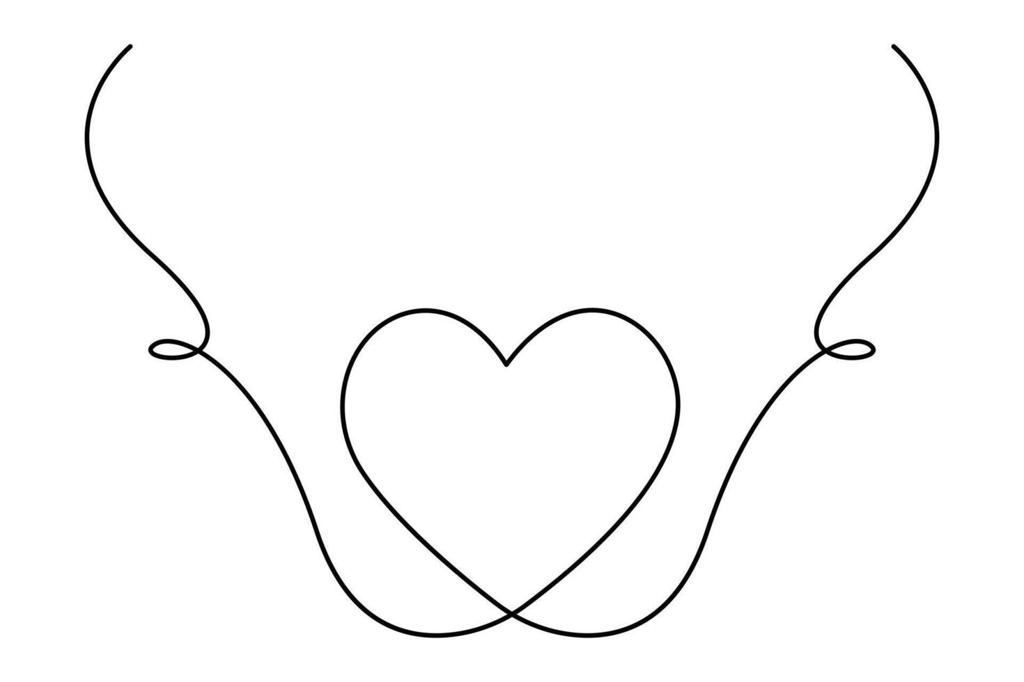 Continuous one line drawing Heart concept single line outline art illustration vector