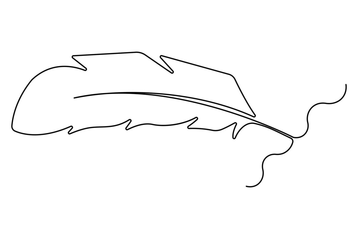 Elegant continuous line drawing of a bird feather for artistic branding projects vector