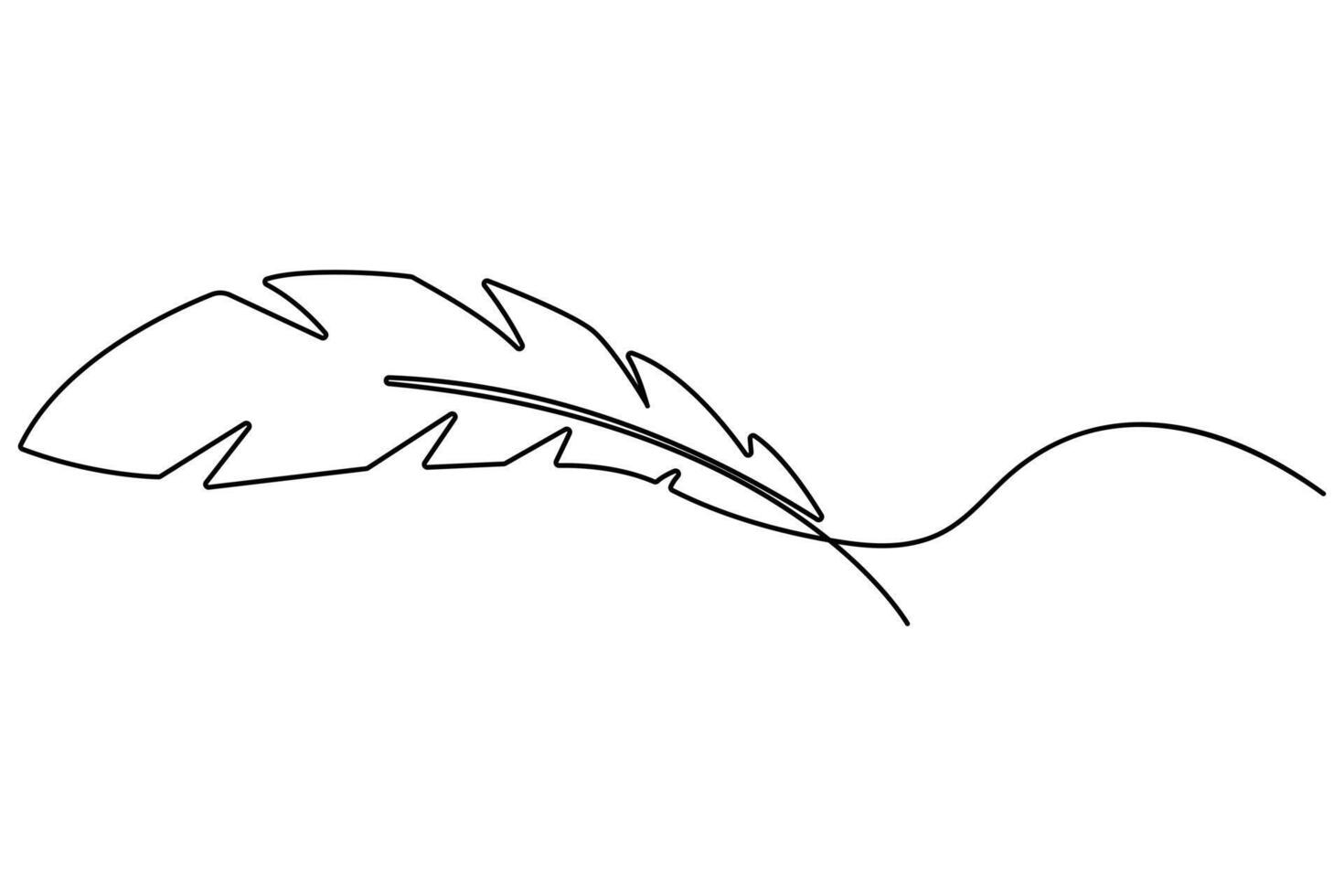 Sleek and elegant bird feather outline in one line art for digital designs vector