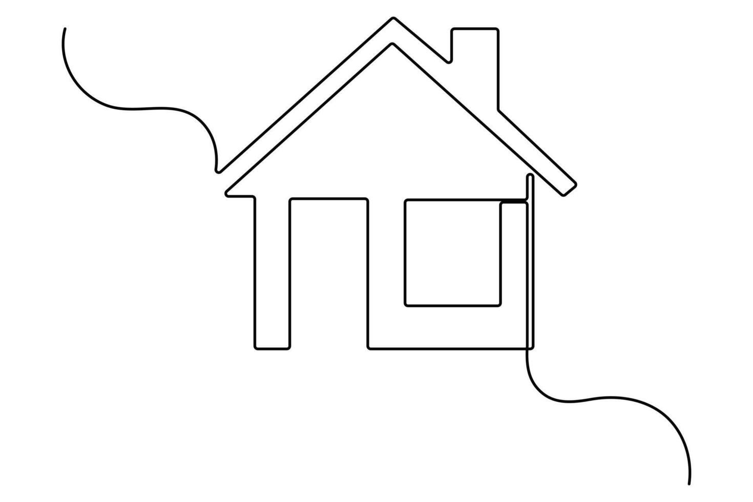 Artistic continuous line drawing of a house for modern creative concepts vector