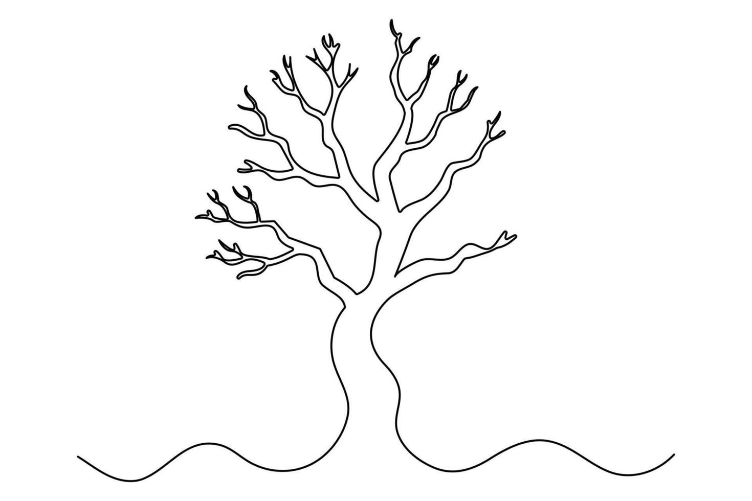 One line art winter tree minimalist design for professional use vector