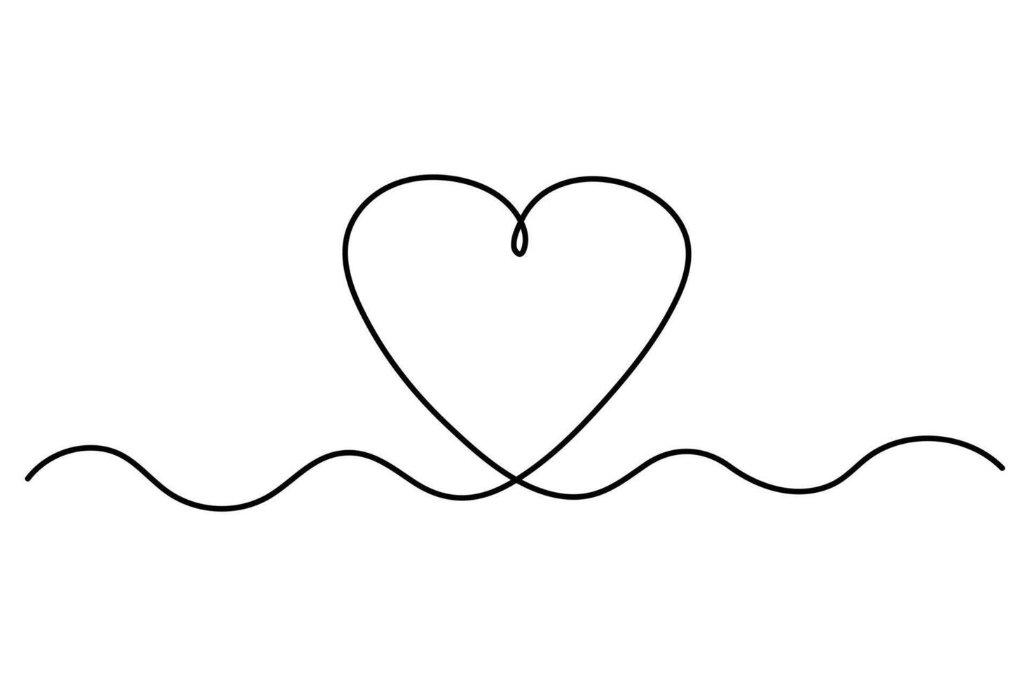 Continuous one line Heart concept single line concept outline art illustration vector