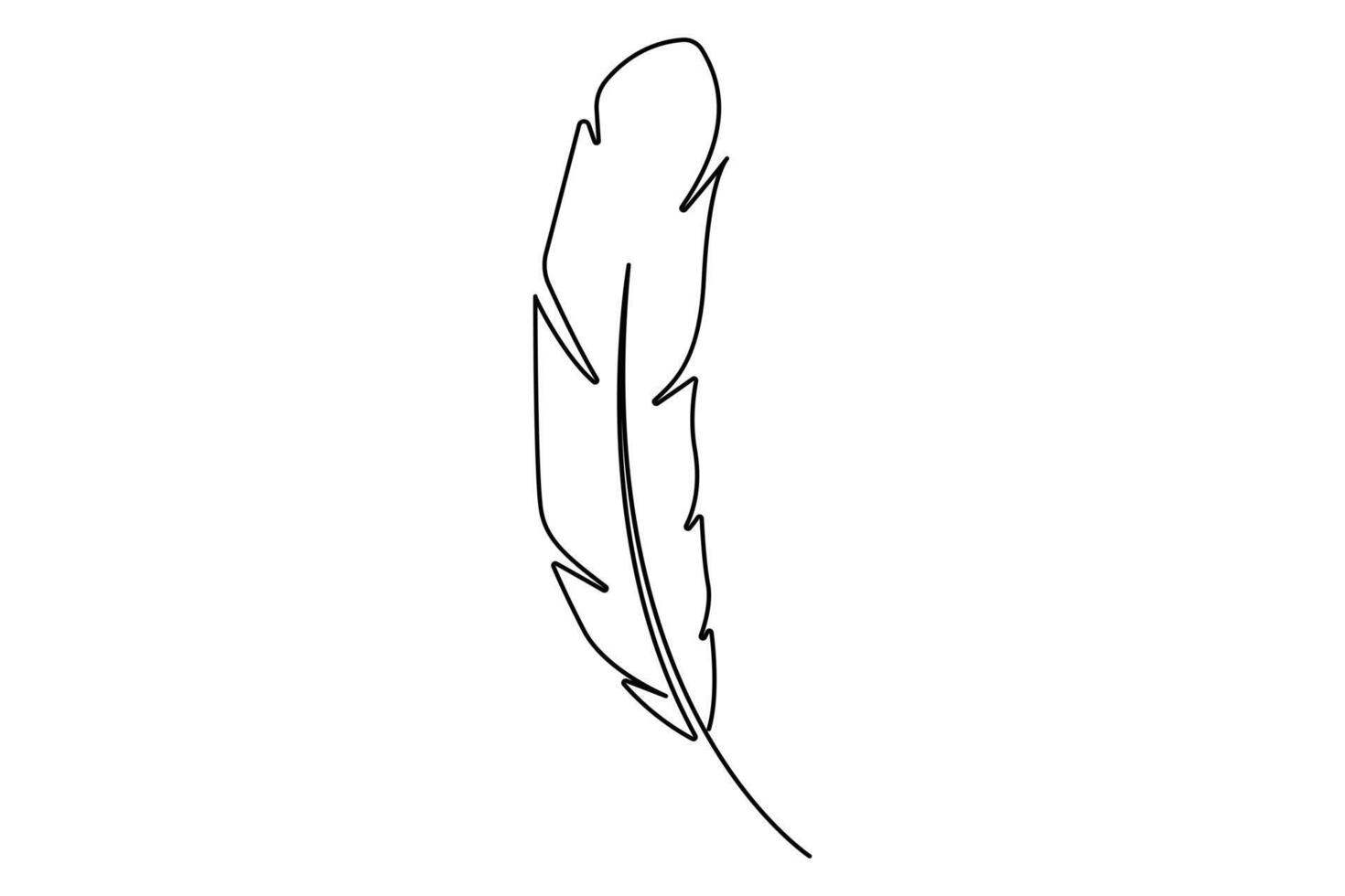 Professional continuous line bird feather outline for graphic design projects vector