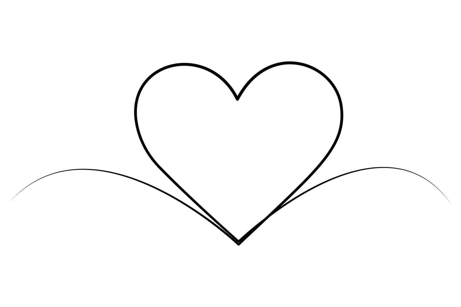 Continuous One line drawing of Heart single line art illustration Editable stroke. isolated on white background vector