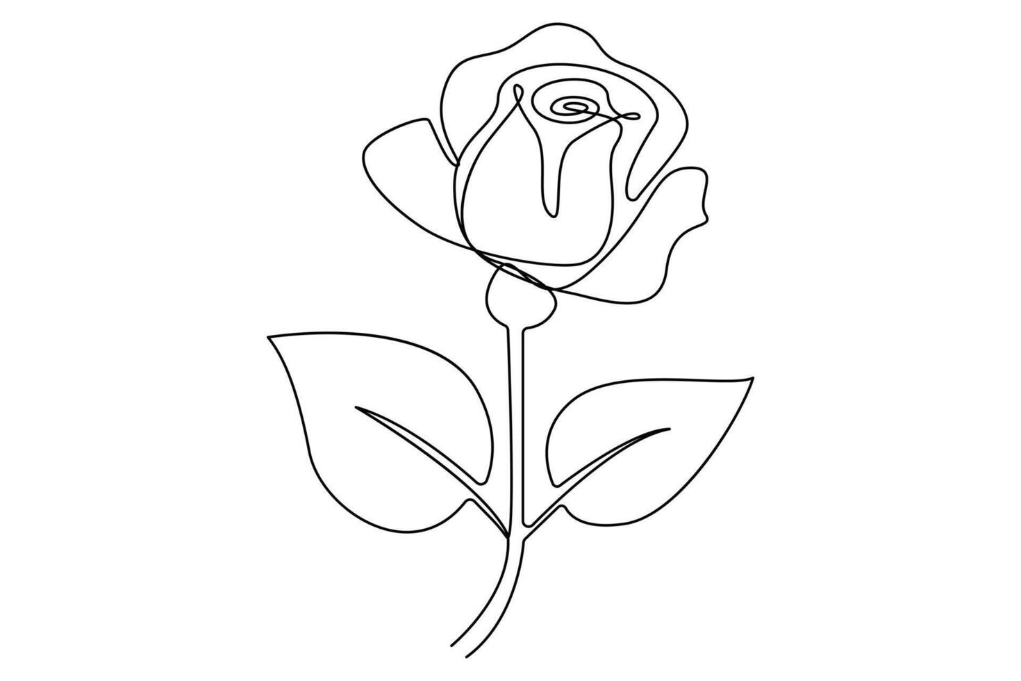 Minimalist rose flower outline in continuous one line art for creative projects vector