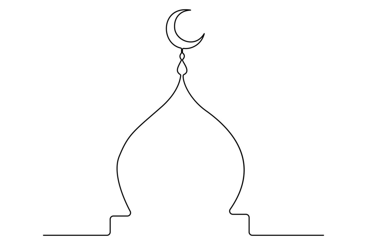 Simplistic mosque outline drawing in continuous line for modern aesthetics vector