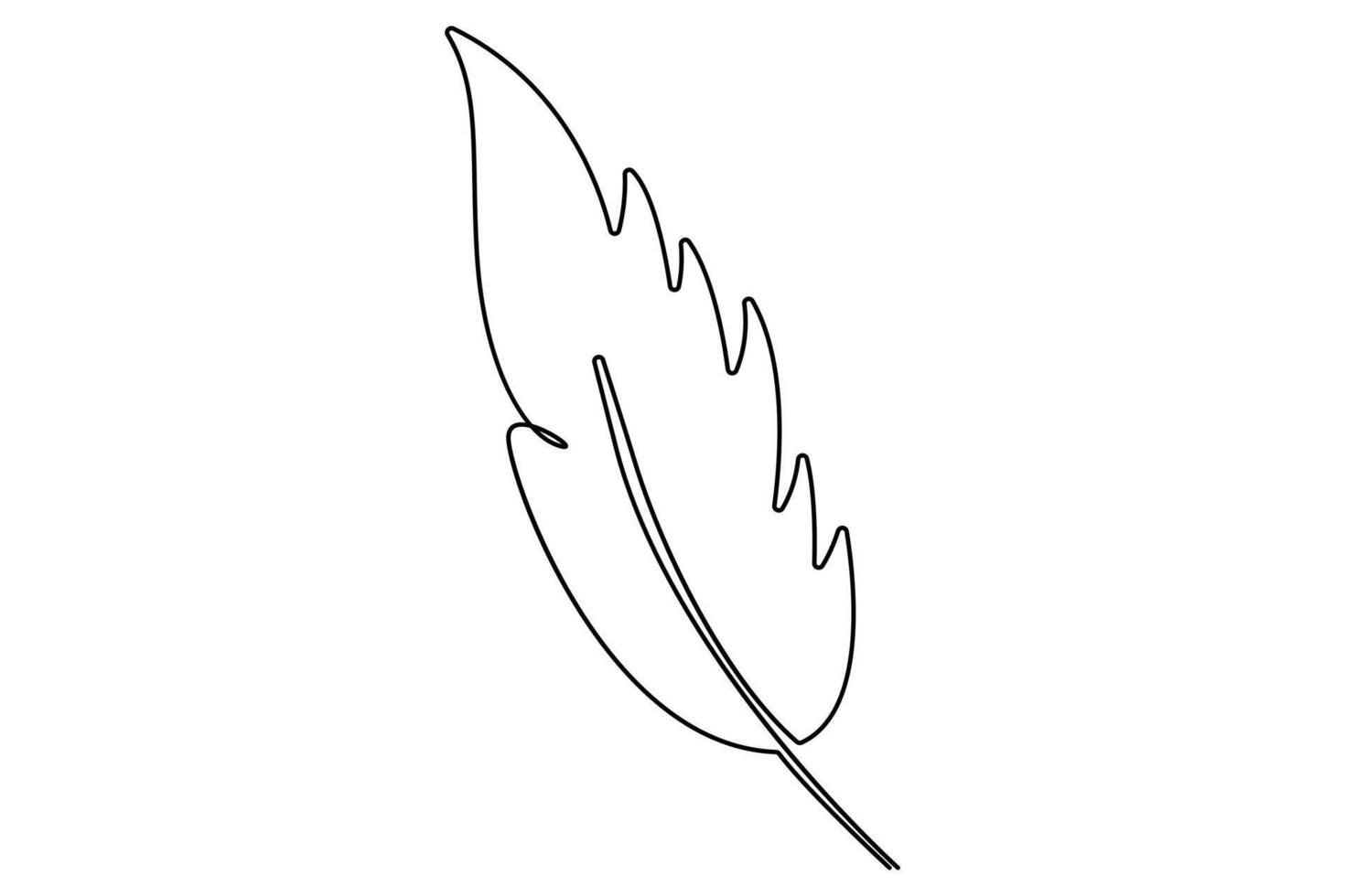 Continuous line bird feather outline for nature lovers and artistic designs vector