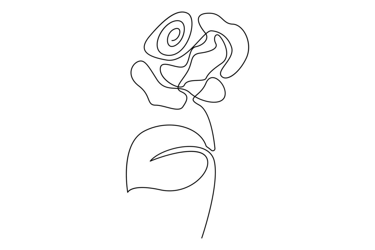 Modern minimalist rose flower outline in continuous line art for graphic use vector