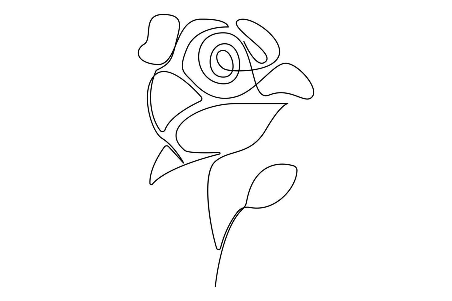 Artistic continuous one line sketch of a rose flower outline for digital artwork vector