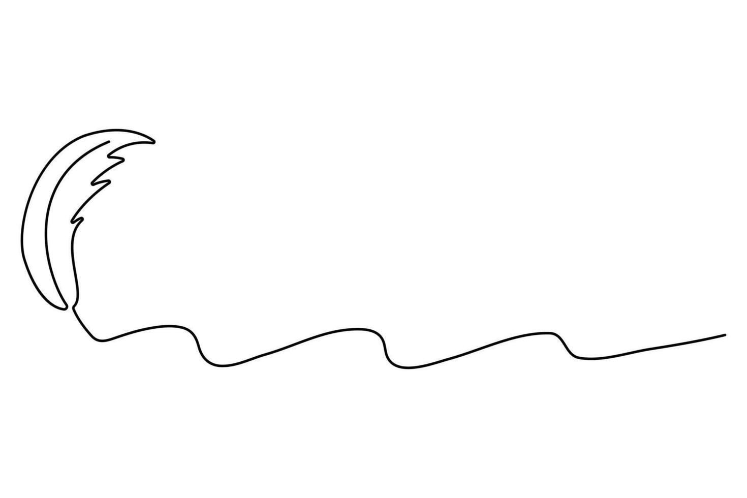 Elegant bird feather outline in continuous line drawing for minimalist designs vector