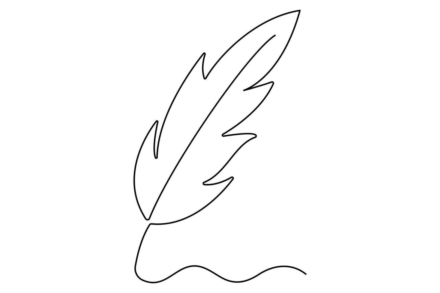 Modern minimalist bird feather outline in continuous line art for digital artwork vector