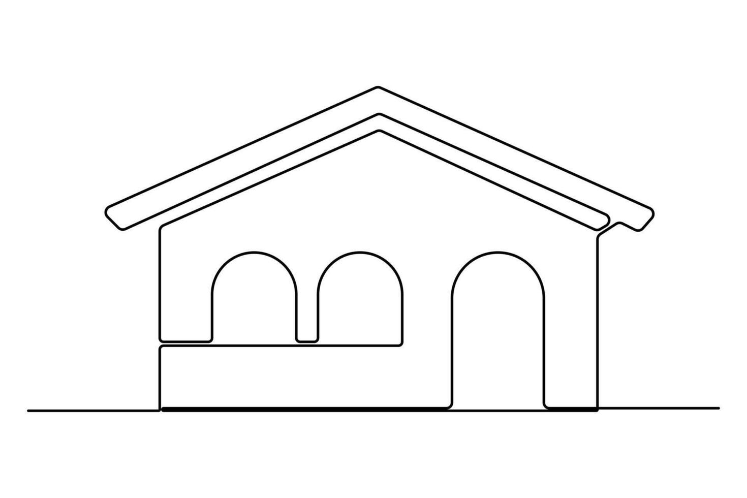 Contemporary house outline in one line drawing style for versatile use vector