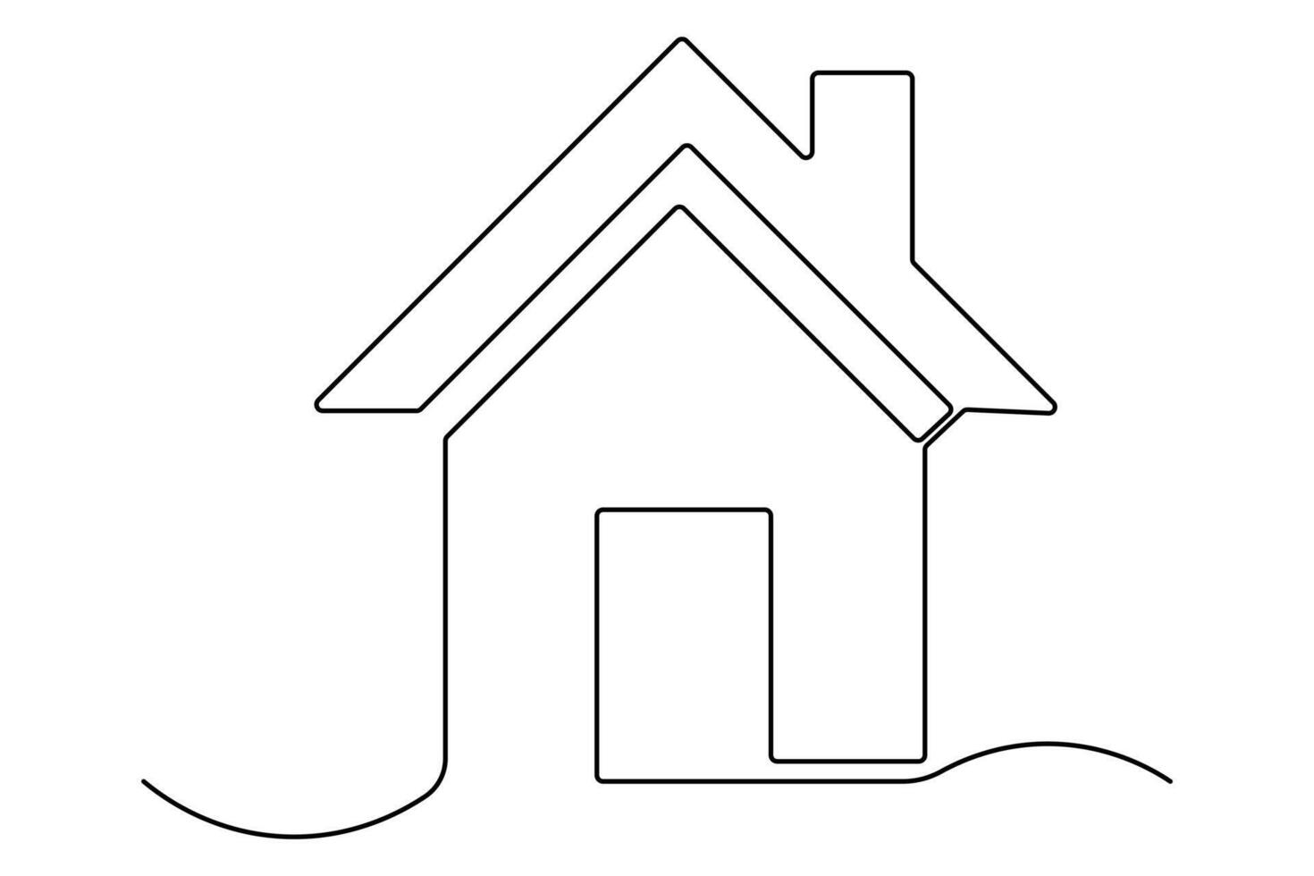 Abstract and contemporary house outline drawing in one line style vector