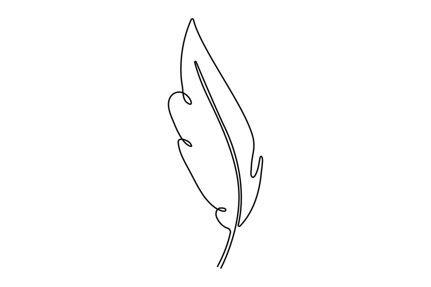 Sleek and elegant bird feather outline in one line art for digital designs vector