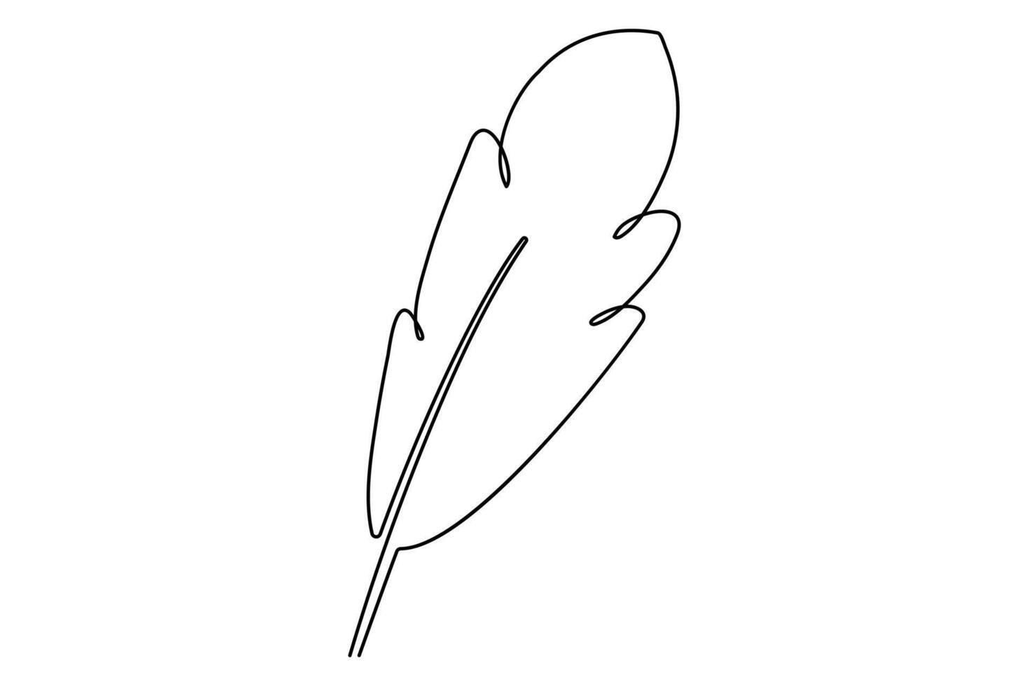 Abstract continuous line art bird feather outline for unique design uses vector