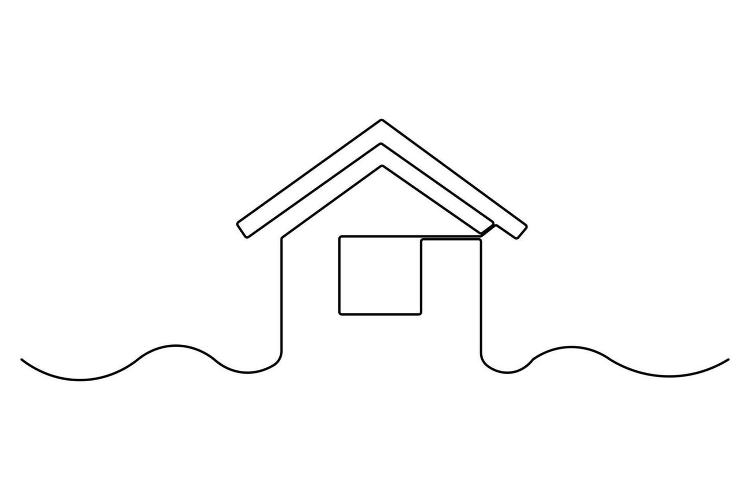 Continuous line sketch of a house outline for stylish design use vector