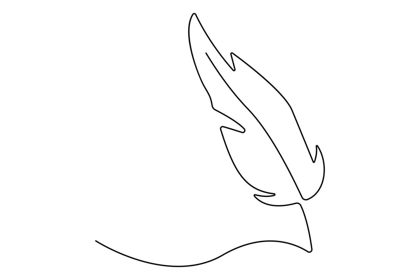 Artistic one line bird feather outline drawing for modern digital artwork vector