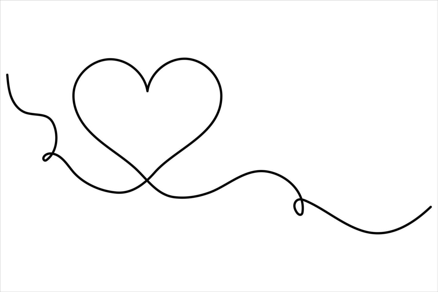 Simple and stylish heart outline in continuous line art for digital art vector