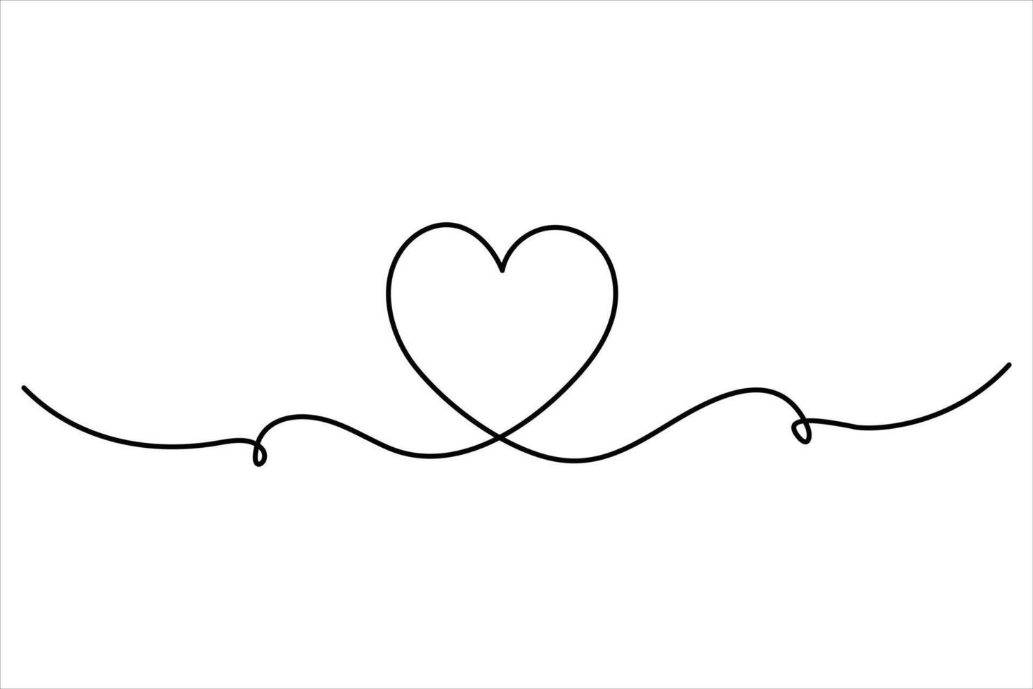 Stylish one line heart drawing outline for digital and print projects vector