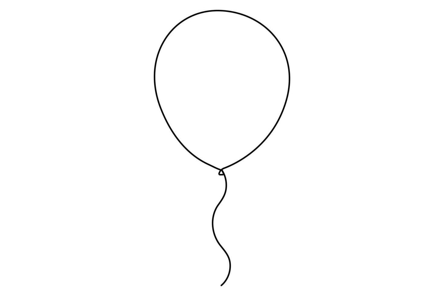 Continuous one line Ballon drawing Isolated on white background art illustration vector