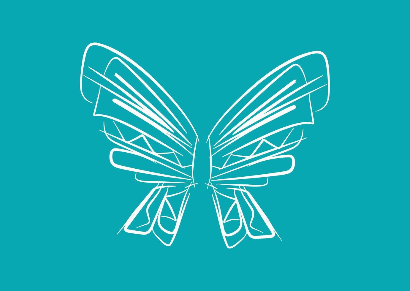 A butterfly is drawn on a blue background vector