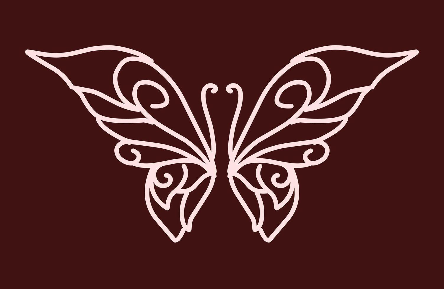 Butterfly wing ornament outline vector