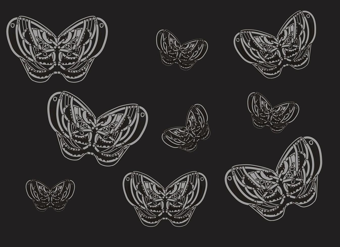 Butterflies on black background vector