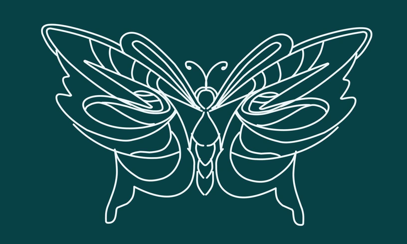 A butterfly with a white outline on a blue background vector