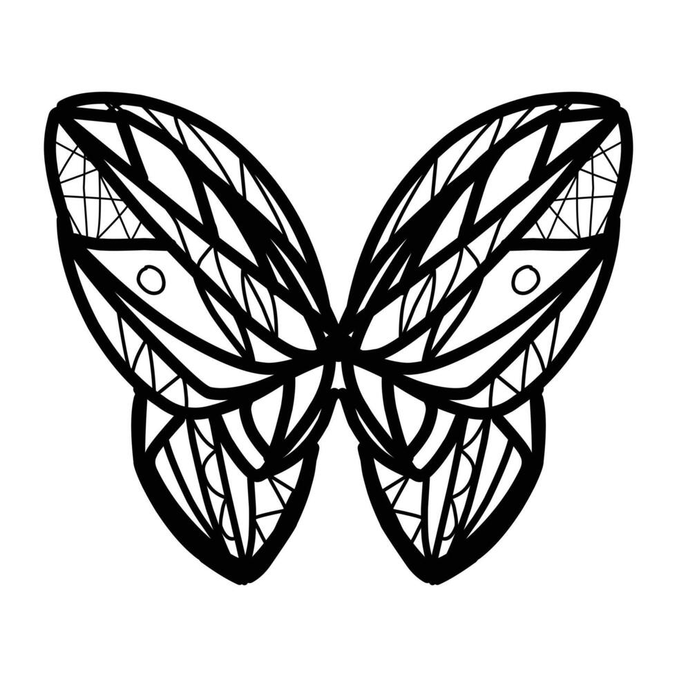 A black and white drawing of a butterfly vector