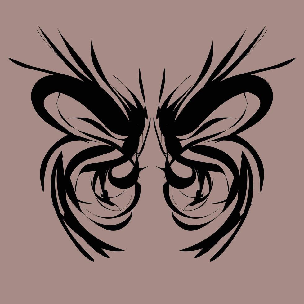 Butterfly tattoo design on brown background vector
