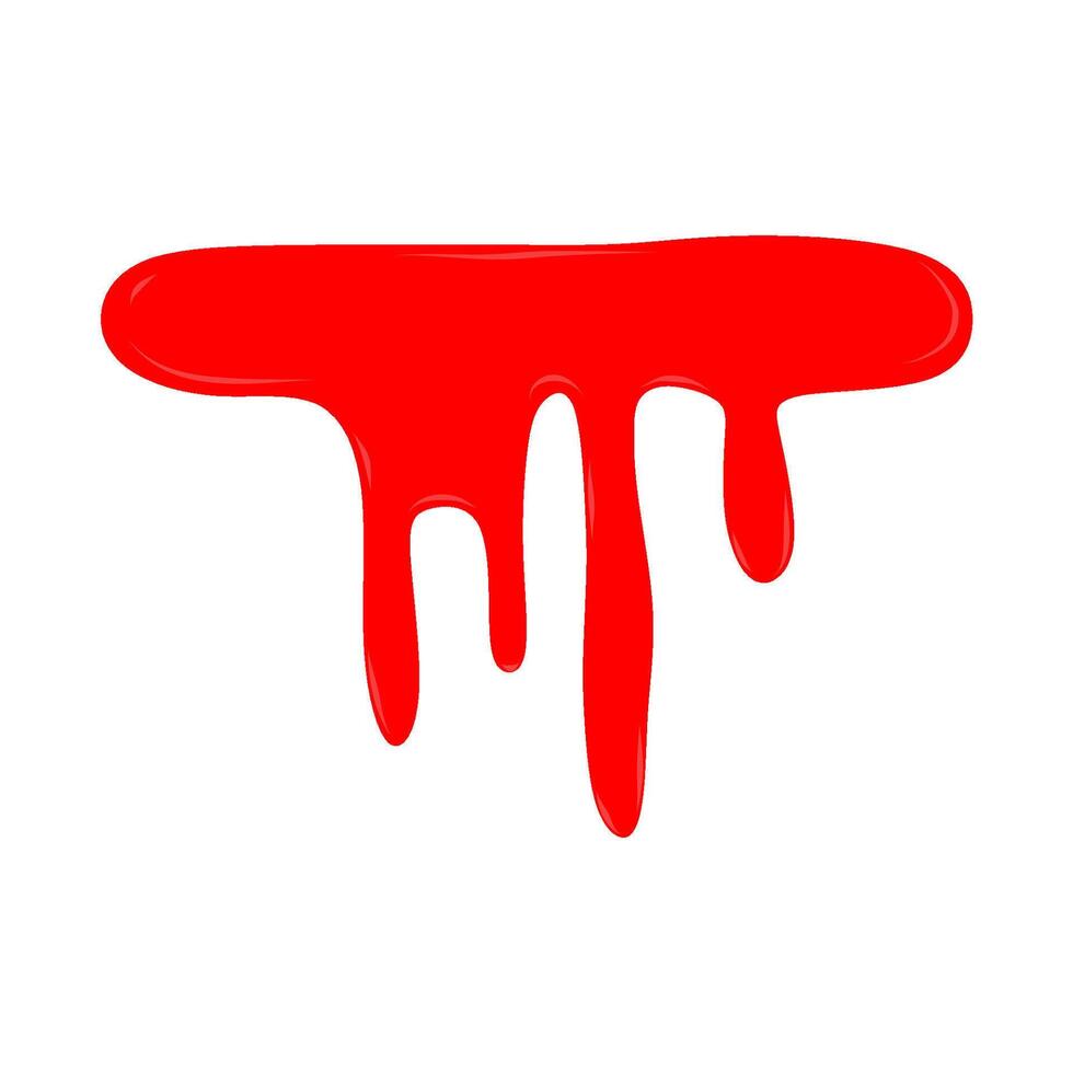 Red Liquid Dripping Downwards Simple Graphic Design vector