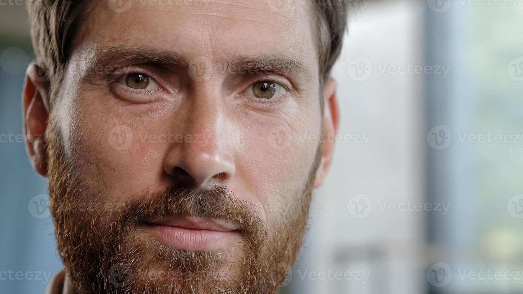 Male portrait front view close up headshot proud serious successful professional man bearded adult 40s millennial specialist boss leader consultant worker businessman posing looking at camera indoors photo