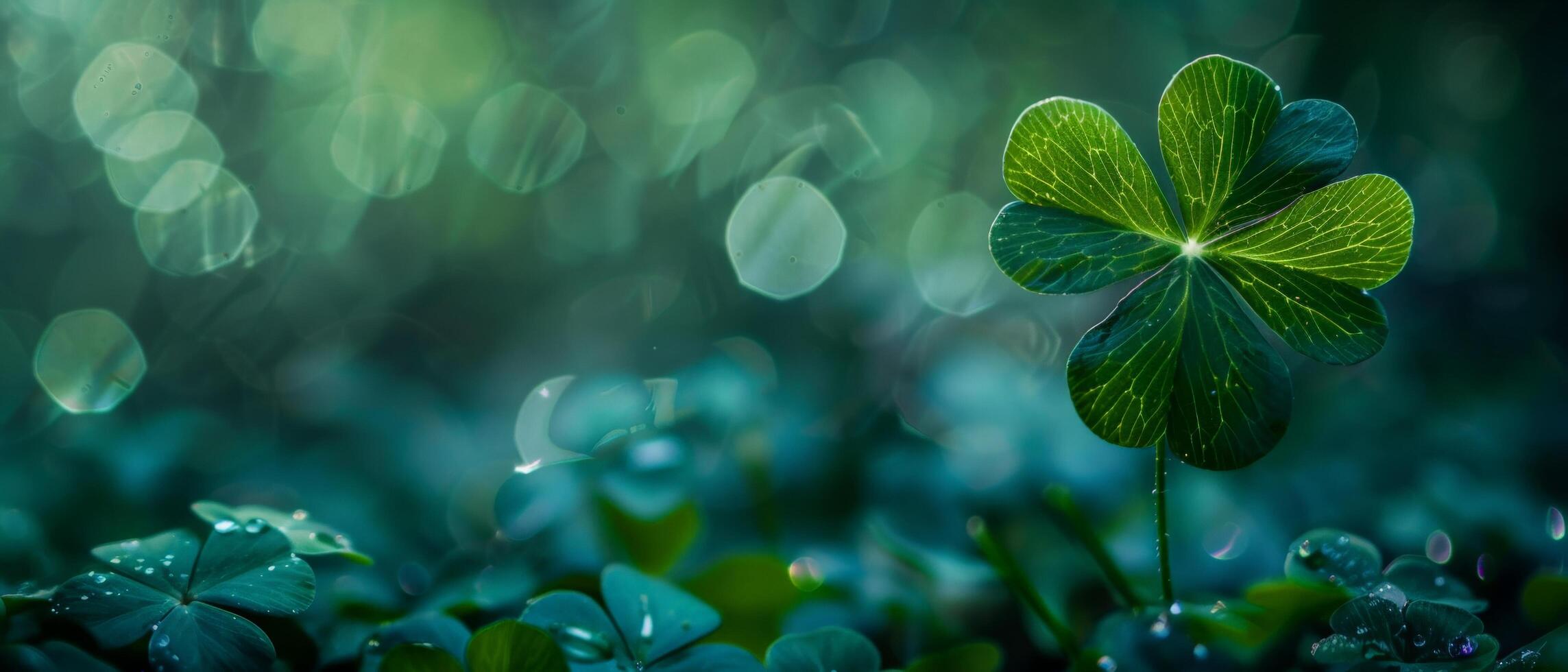 A four-leaf clover is a rare variation of the common three-leaf clover. It is considered to be a lucky charm, and is often associated with good fortune and prosperity. photo