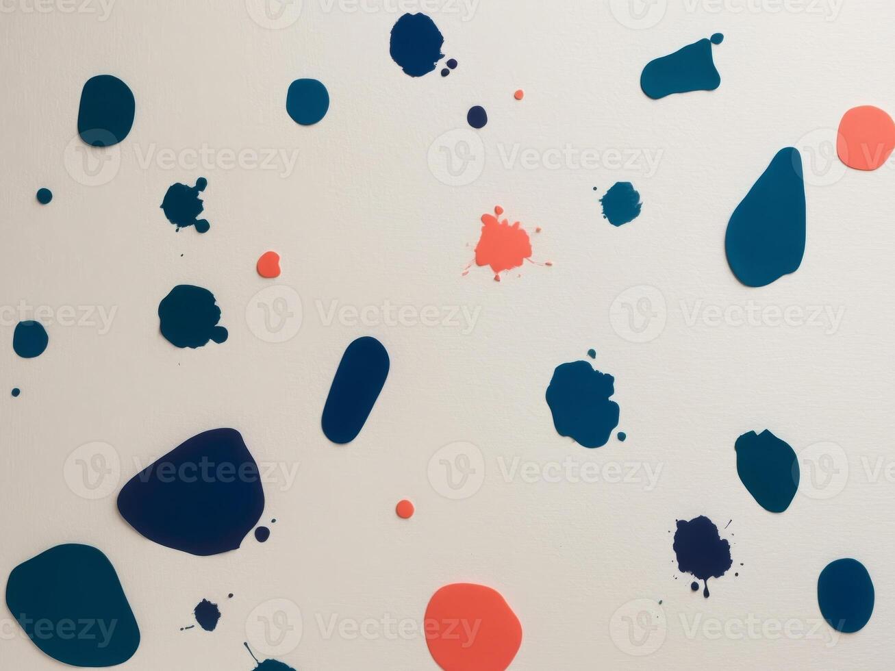 Abstract Ink Blots on Clean Neutral Paper Surface photo
