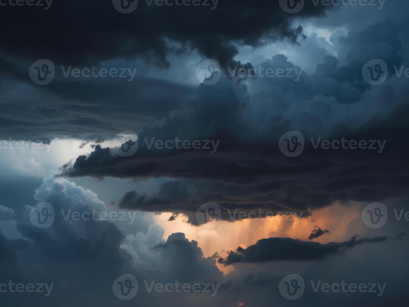 A dark stormy sky with clouds and lightning photo