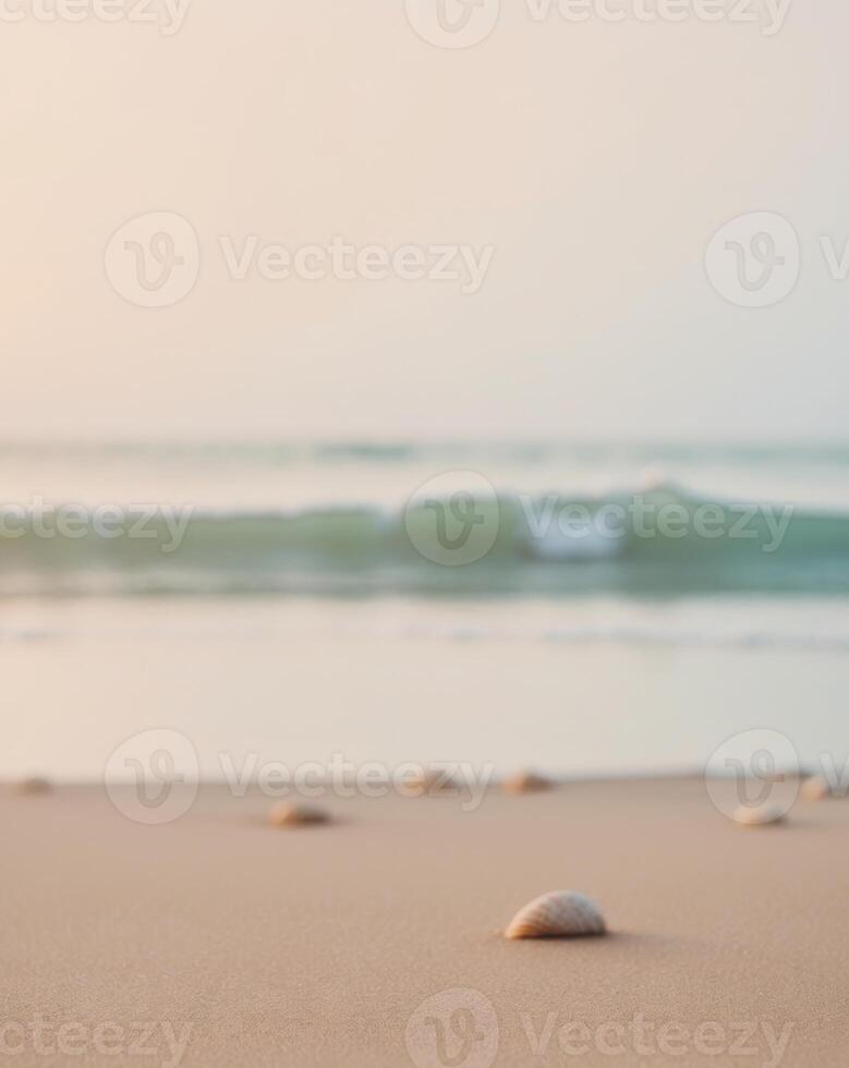 Serene Beach Scene with Soft Gradient Tones photo