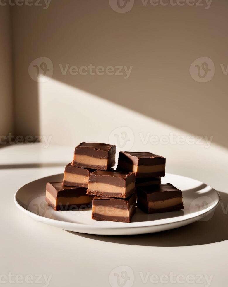 Delicious Chocolate Fudge Squares with Creamy Filling photo