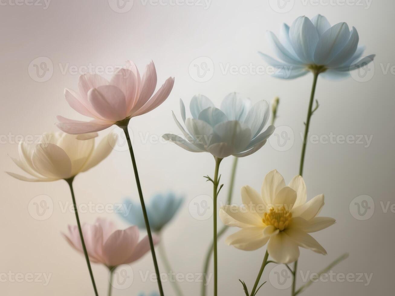 Softly Colored Flowers with Gradient Background photo