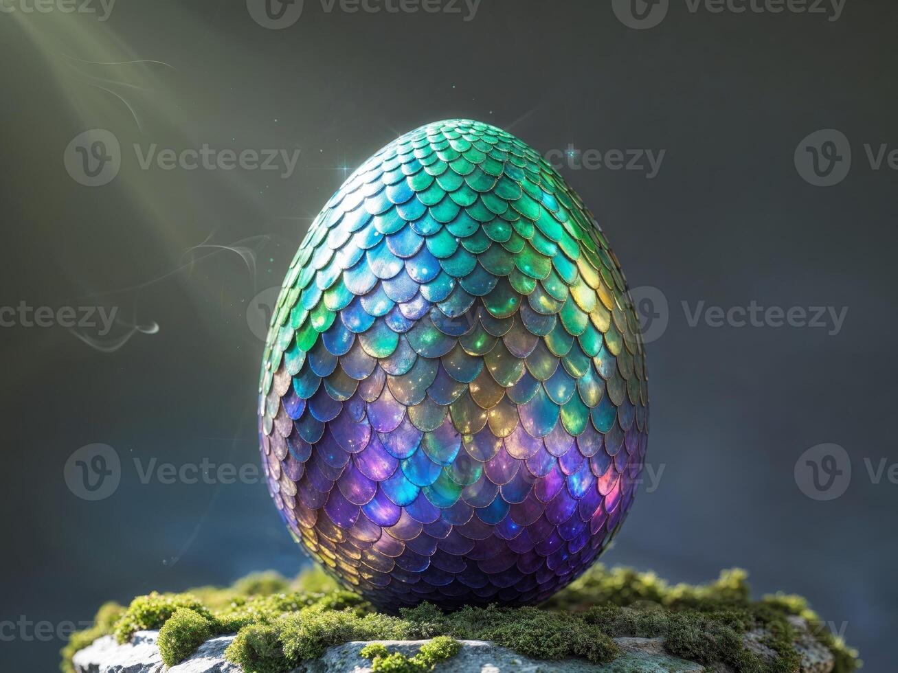 Iridescent Dragon Egg with Scaled Texture and Mystic Colors photo
