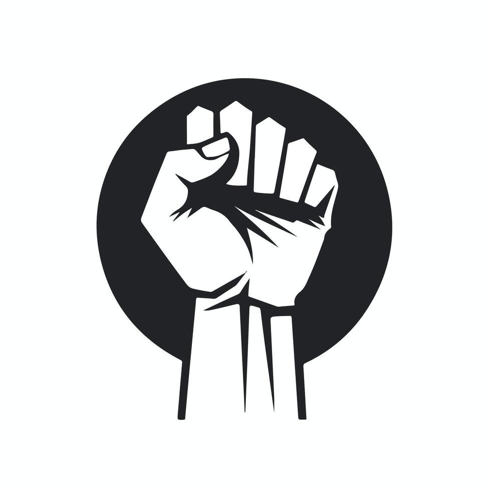 Empowering Raised Fist Icon on White Background vector