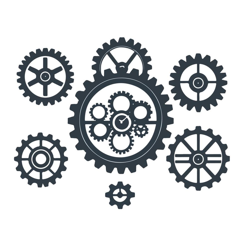 Precision Watch Gears Illustration on White Background vector