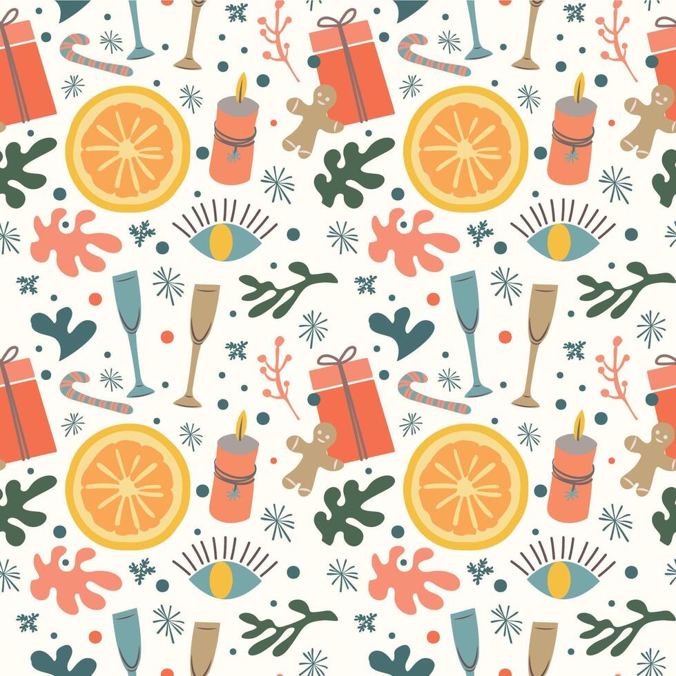 pattern with winter elements vector
