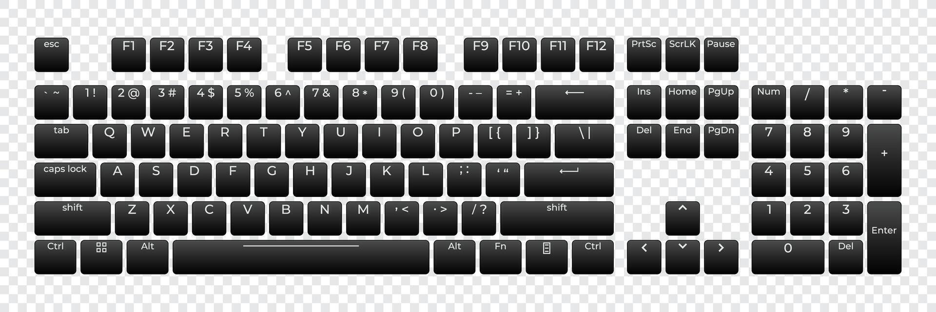 Computer keyboard button layout template with letters for graphic use. Modern computer keyboard. illustration vector