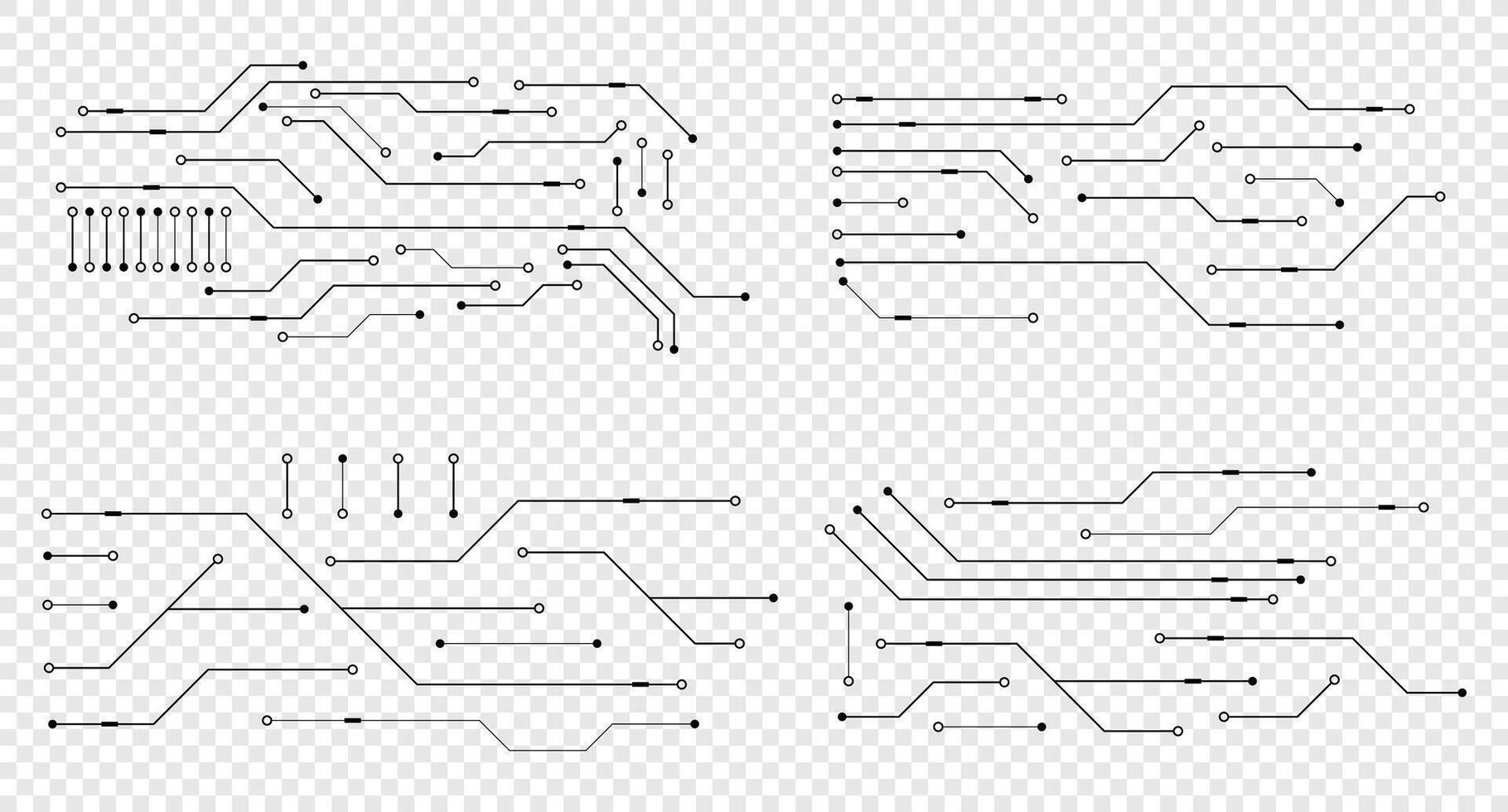 Set of printed circuit board. Abstract futuristic circuit board. Hi tech digital circuit board. Futuristic technology design elements. illustration vector