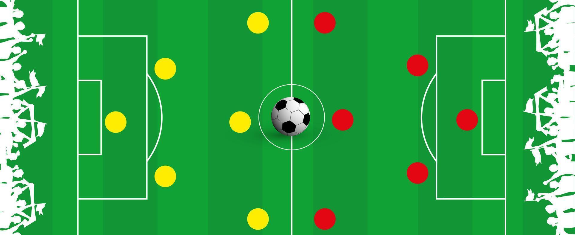 soccer field with red and yellow dots on it vector