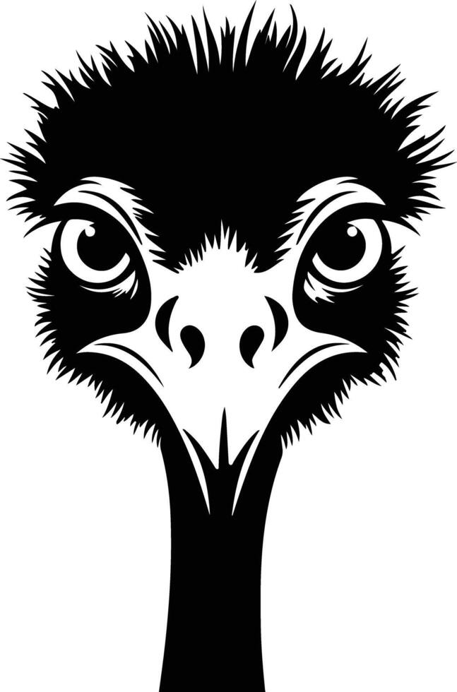 charming Black silhouette of ostrich head vector