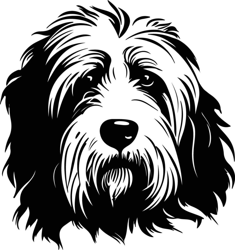 lovely Black silhouette of old English sheepdog head vector